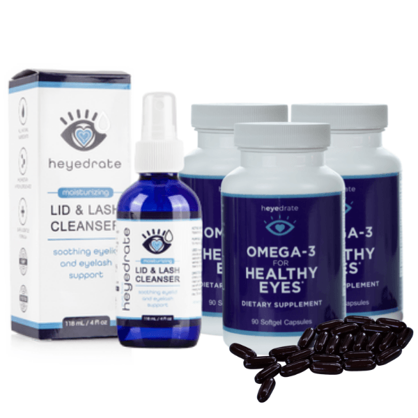 3-Month Supply PREMIUM Savings Bundle - Heyedrate® Lid & Lash Cleanser | Heyedrate® Omega-3 Dry Eye Supplement Heyedrate 
