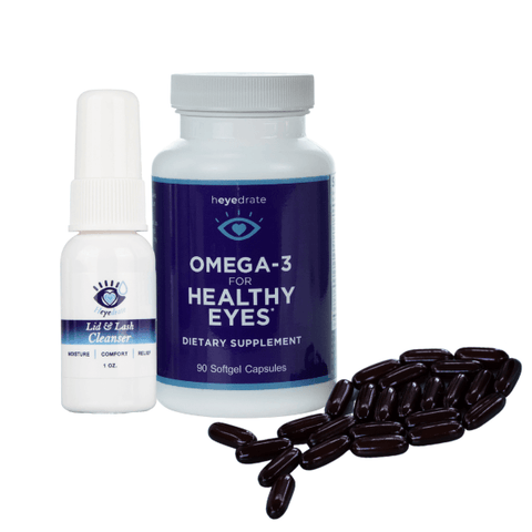 1-Month Supply PREMIUM Savings Bundle - Heyedrate® Lid & Lash Cleanser | Heyedrate® Omega-3 Dry Eye Supplement Heyedrate