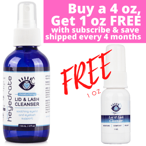 SUBSCRIPTION - Heyedrate® Lid and Lash Cleanser Savings Bundle (1 oz and 4 oz) | Eye Love® Dry Eye Supplement Heyedrate