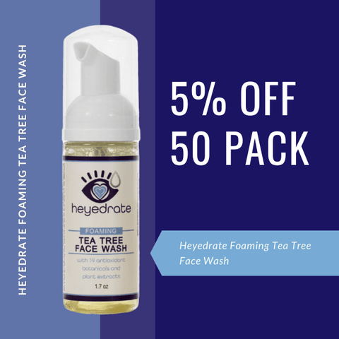 WHOLESALE Bulk- 50 Pack Case | Heyedrate Foaming Tea Tree Face Wash and Eyelid Cleanser Heyedrate