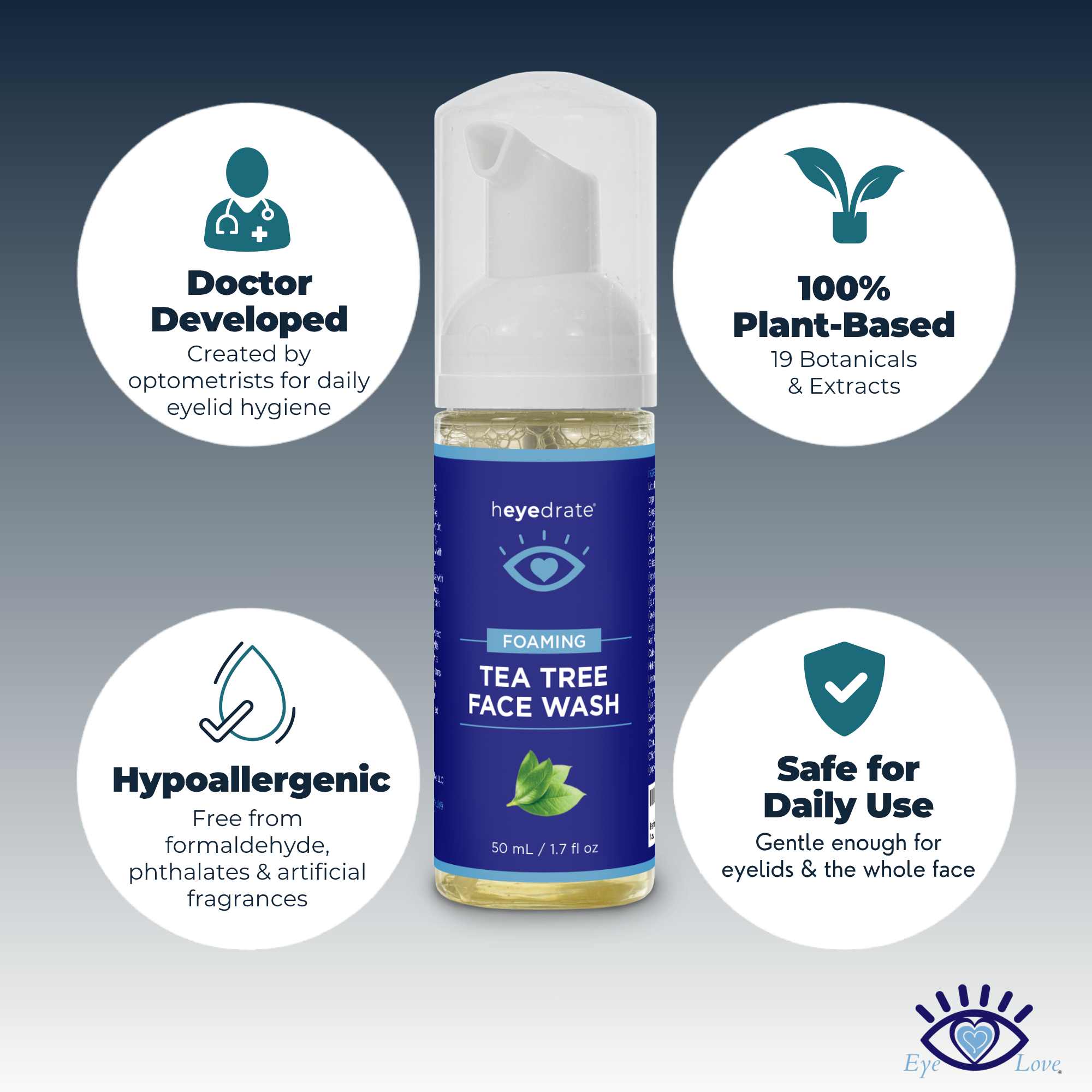 Eye Love Heyedrate Foaming Tea Tree Face Wash and Eyelid Cleanser