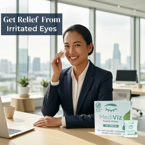 Eye Love MediViz Tea Tree Eyelid Wipes - 30 Eyelash & Eyelid Scrub Towelettes