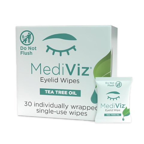 Eye Love MediViz Tea Tree Eyelid Wipes - 30 Eyelash & Eyelid Scrub Towelettes
