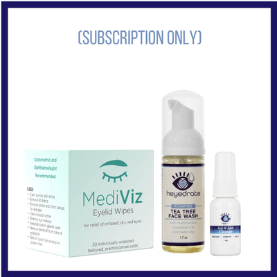 SUBSCRIPTION ONLY - 1 Month Supply Bundle | Eyelid Wipes, Tea Tree Face Wash, Lid & Lash Cleanser (1 oz) Dry Eye Supplement Eye Love, LLC