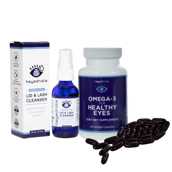 Subscription Heyedrate® Lid & Lash Cleanser (2 oz GLASS Bottle) AND Omega-3 (30 Day Supply) Dry Eye Supplement Heyedrate 