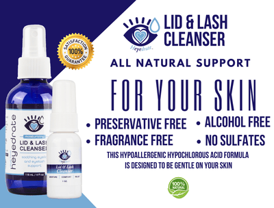 Heyedrate® Lid & Lash Cleanser (2 oz GLASS Bottle) Dry Eye Supplement Heyedrate