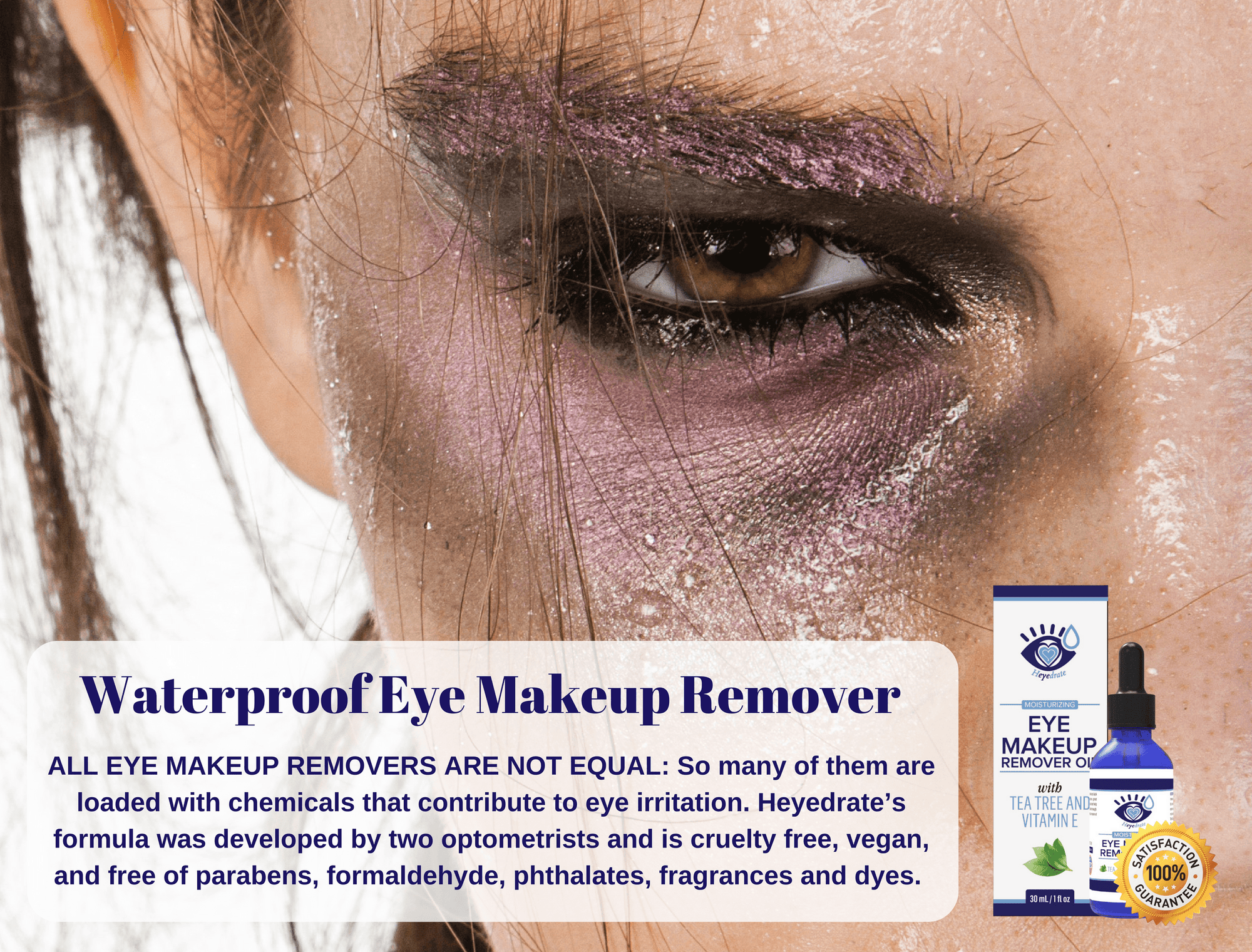 We Love Eyes - 100% All Natural Tea Tree Makeup Remover Oil - Effortlessly  remove waterproof makeup and eyeliner. 30mL